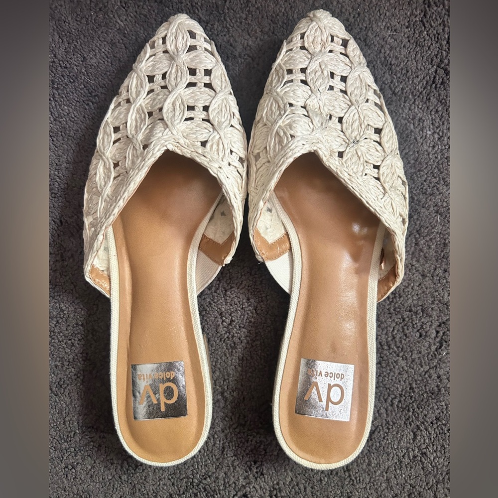 DV by Dolce Vita Cream Woven Slip-On Mules